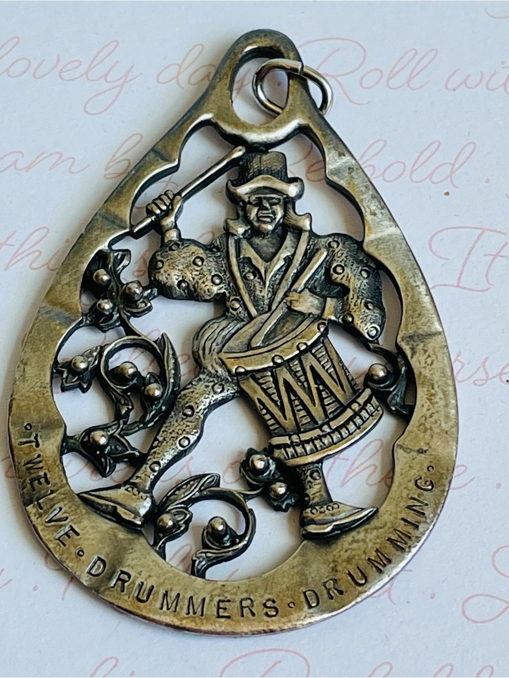 Torino Vintage Silver-Tone Drummer Pendant Charm 2.5" L